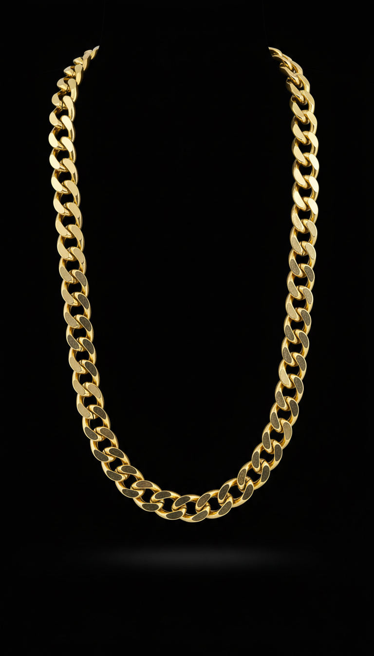 Cadena cubana eslabón ancho oro amarillo