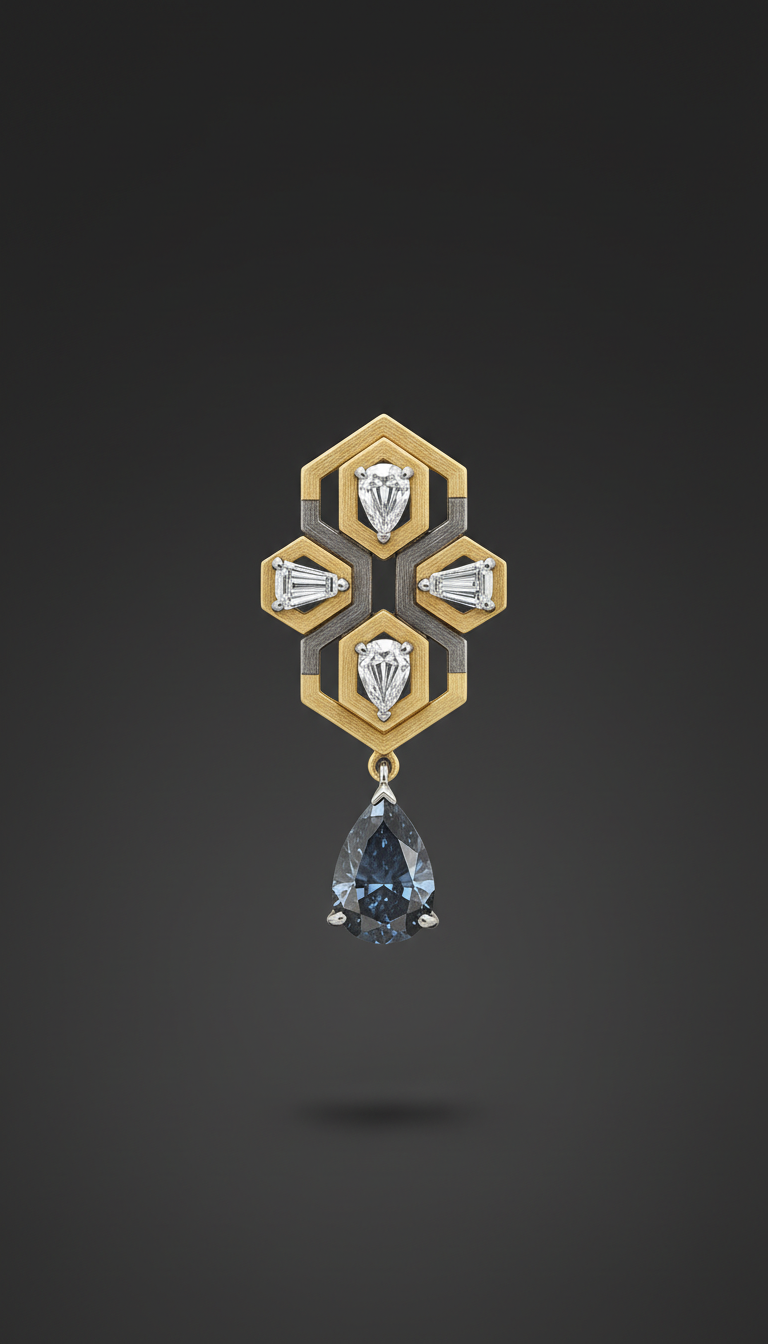 Geometric Diamond Drop Earrings