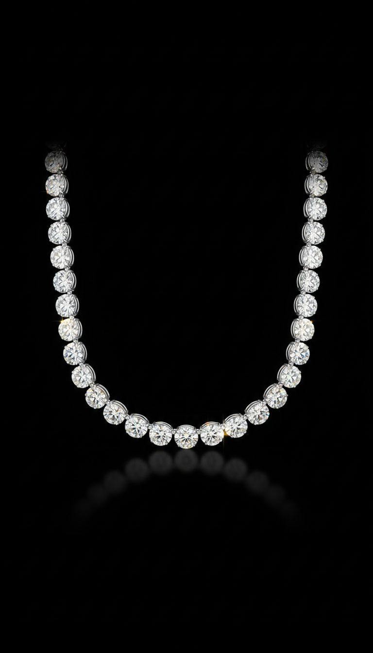 Collar tennis diamantes platino clásico