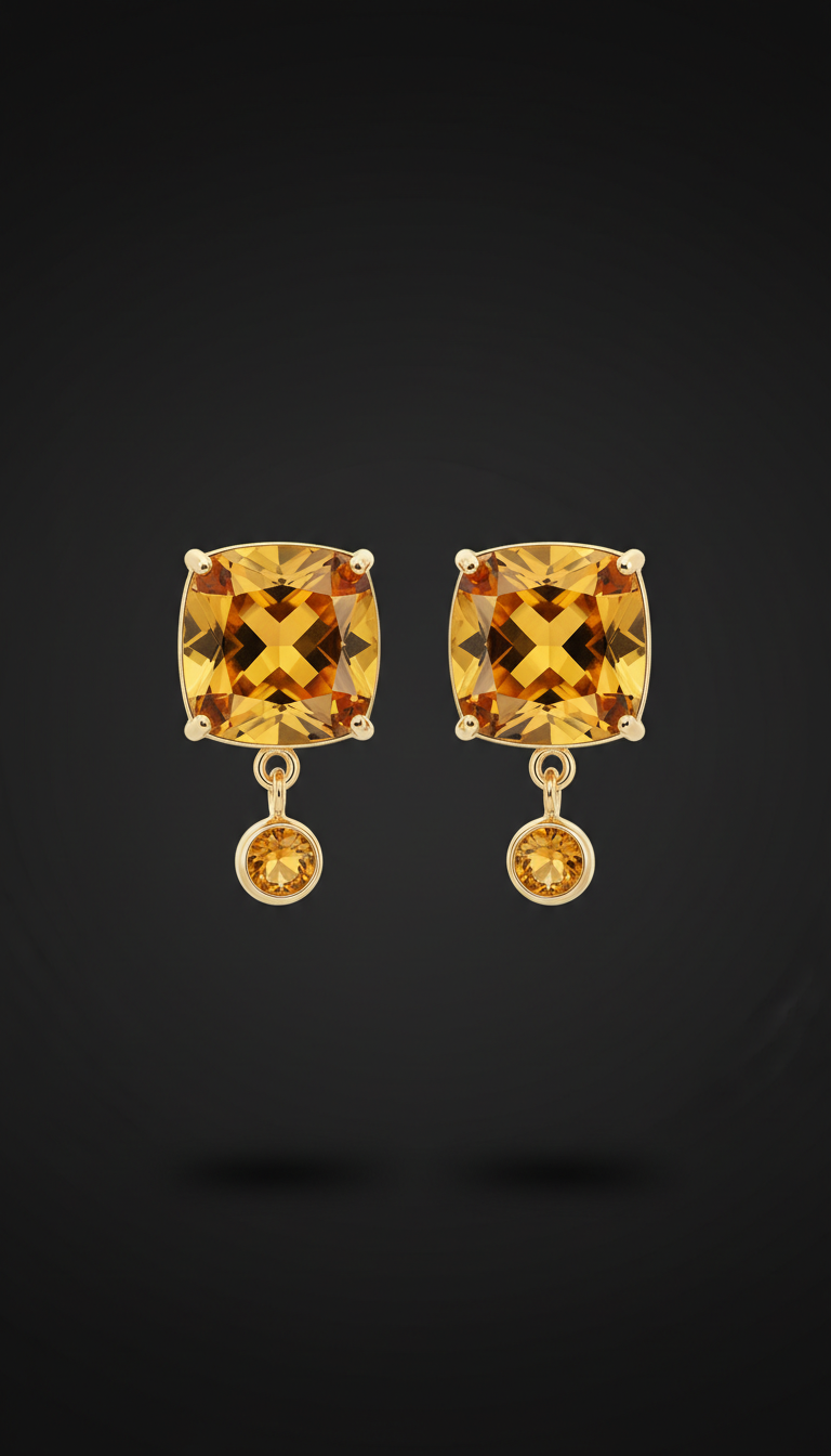 Pendientes con citrino luminoso
