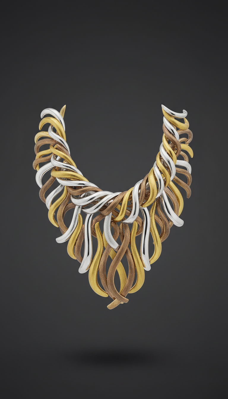 Platinum and Gold Cascade Necklace